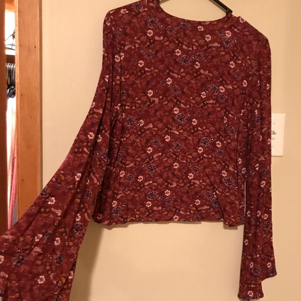 Bell sleeve, mock turtle neck top. WORN ONCE.